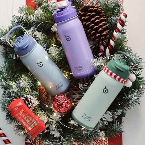 BOTTLE BOTTLE 16 oz sports water bottle stainless steel insulated kids water bottle with straw and pills holder for gifts and school（green） - color: green