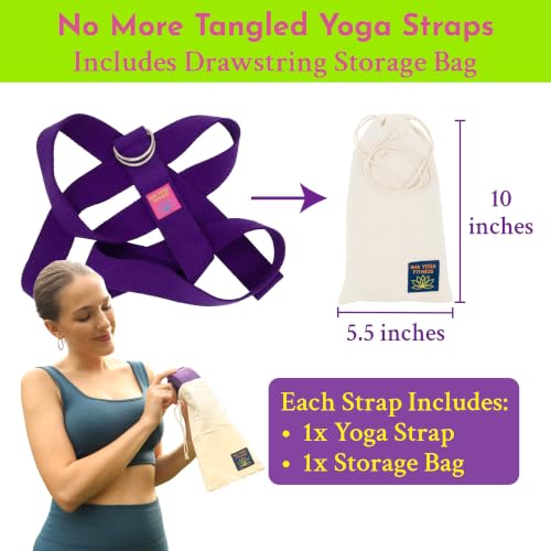 Extra-Wide 2 Inch Cotton Yoga Strap: Stretching, Physical Therapy, Exercise - color: Purple, size: 8 feet