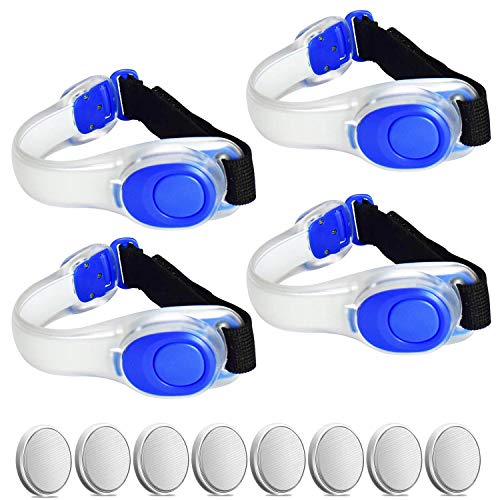 Premium LED Light Up Armband, Reflective Adjustable Wearable Silicone Running Belt Strap/Waterproof Glow in The Dark for Running Jogging Walking Cycling Concert Camping Outdoor Sports - color: Blue - 4 Pack