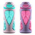 ZULU Torque 16oz Plastic Kids Water Bottle with Sleeve, 2 Pack, Frosting - color: Pink, size: 16 Ounces, style: 2 Packs