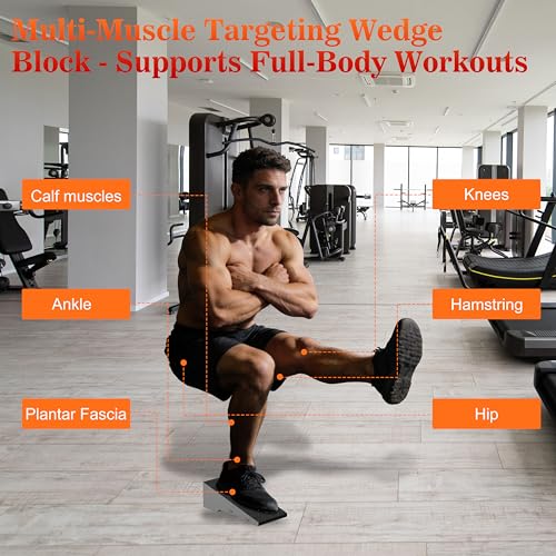 Slant Board for Calf Stretching, Steel Squat Wedge for Home Gym (2 Pack Black) - color: 2 Pack Black