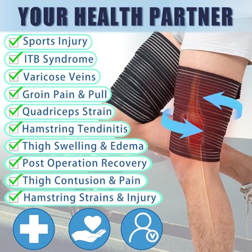 Adjustable Hamstring & Thigh Compression Wraps for Men Women, 2 Pcs - size: 2 Pcs