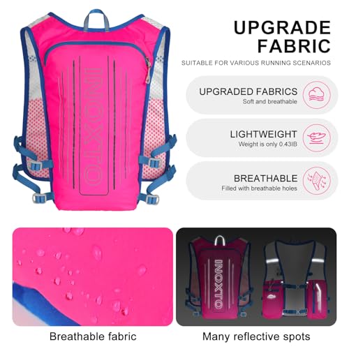 INOXTO Running Hydration Vest Backpack,Lightweight Insulated Pack with 1.5L Water Bladder Bag Daypack for Trail Hiking Running Cycling Race Marathon for Women Men - color: Pink