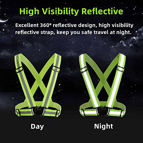 Reflective Vest, High Visibility Safety Vest Straps Reflective Gear for Night Running Walking Cycling for Men Women Kids - color: Orange+green