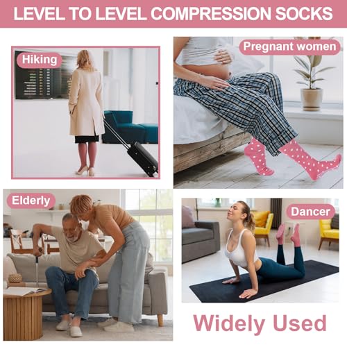 3 Pair Non Slip Compression Socks Women Men - color: Warm Tone, style: Minimalist
