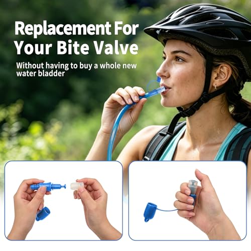 Hydration Bladder Bite Valve Replacement Mouthpiece Fit for Any Water Backpack and Most Brands, with Manual Switch Valve - color: 2 Pack on-off blue