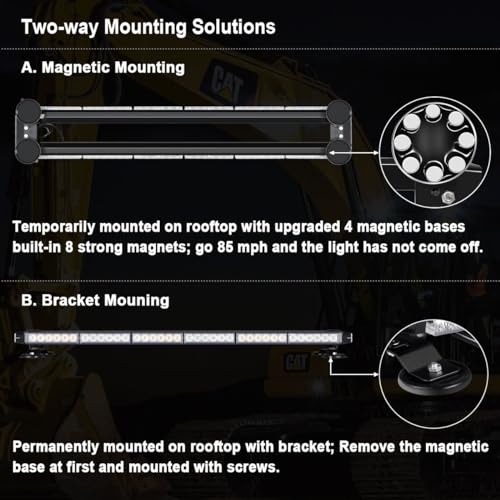 WOWTOU Rooftop Strong Magnetic 80 LED Amber Emergency Strobe Light Bar - color: Amber
