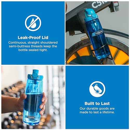Nalgene 24 oz On The Fly Lock-Top Water Bottle, Slate Blue w/Glacial - color: Slate Blue with Glacial, size: 24 Ounces