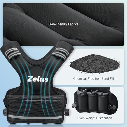 ZELUS Weighted Vest for Men Women,Adjustable 4-32lb Vest, Removable Weights - color: Black, size: 11-20 lb.