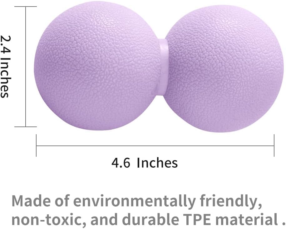 Double Lacrosse Peanut Massage Ball for Deep Tissue Pain Relief - Micro-Elastic Myofascial Roller Ball for Back and Neck, Foot and Physical Therapy (Purple) - color: Purple
