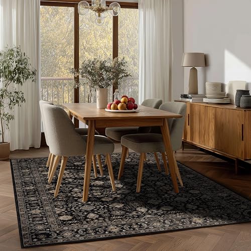 Ruaruarug Washable Area Rug 5×7 for Living Room, Ultra Soft, Black Gold - color: Black Gold, size: 5' x 7' (Rectangular)