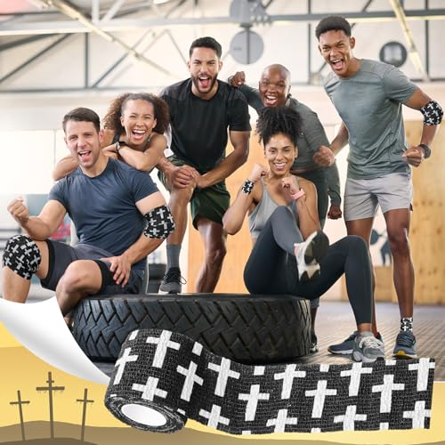 Geiserailie 12 Pack Christian Athletic Tapes 2 Inch x 5 Yards, Black - color: Black