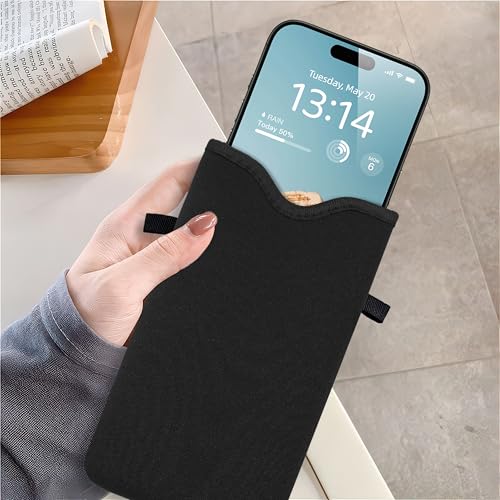 HAQuke Men Women Phone Sleeve Pouch Case Bag with Crossbody Strap/Neck Lanyard for iPhone 17/16/15 Pro Max, Air, 16/15 Plus, 16e; Black - color: Black