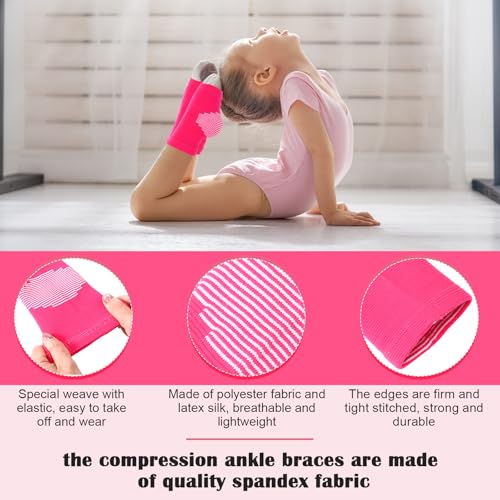 Tarpop 2 Pairs Kids Ankle Brace, Compression Sleeves, L+M, Pink - color: Pink, size: Medium,Large