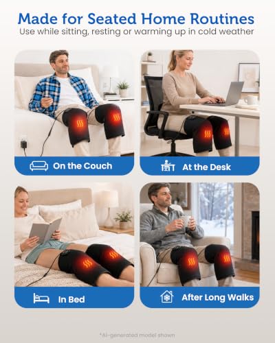 COMFIER Knee Massager, Plug-in Knee Heating Pad with Heat and Vibration, Pair of Heated Knee Wraps for Both Knees, 5 Modes, 2 Heat Levels, 30-Min Timer, FSA Eligible HSA - color: Black