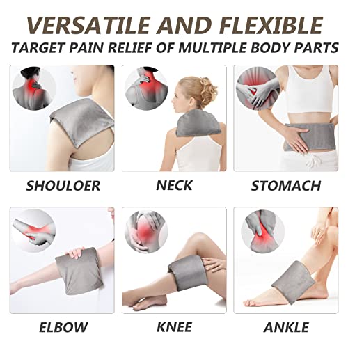 RelaxCoo Heating pad Microwavable with Washable Cover 6 * 12" Microwave Moist Heat Pad for Neck Shoulder, Cramps, Back Pain Relief, Warm Compress Rice Bean Bag Hot Pack for Muscles, Joints, Lavender - style: Grey 1 Pack