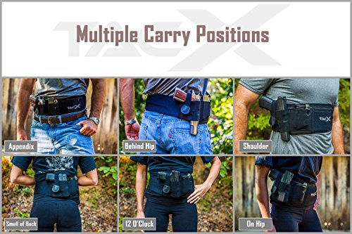 Belly Band Holster for Active Concealed Carry | Universal Design | IWB/OWB Pistol Belt | RFID Blocking Water Proof Zipper Gear Pocket | Spare Mag Pouch | Running, Hiking, Jogging