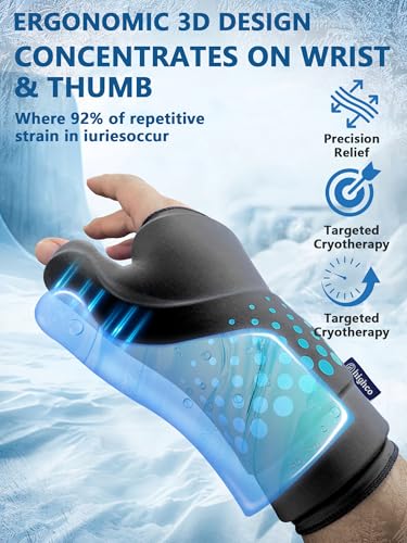 Wrist &Thumb Ice Pack Wrap-Thickened Gel for Long-Lasting Cold Compression - color: 1 Pack-black, size: L/XL