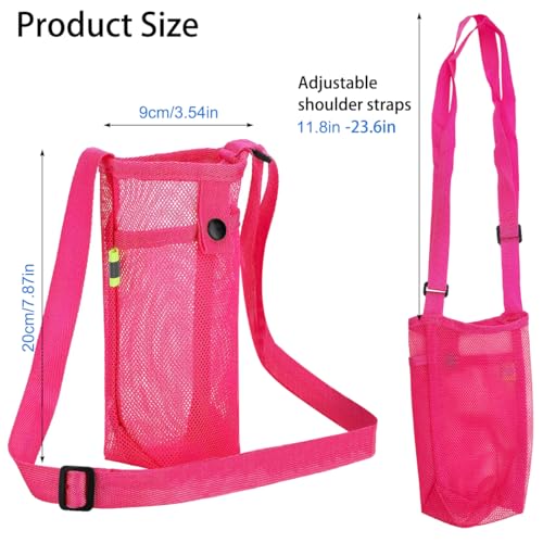 DanziX 2 Pcs Water Bottle Carrier Pouch, Water Bottle Holder with Adjustable Strap and Pouch for Walking and Travelling(Black&Pink) - color: Black&Pink