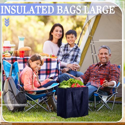 10 Pack Large 18L Insulated Grocery Bag Bulk Zippered, Navy Blue - color: Navy Blue