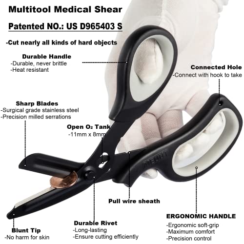 MEUUT Medical Scissors 2-Pack Trauma Shears for Nurses All Purpose Scissors - color: Black/Grey+white/Black