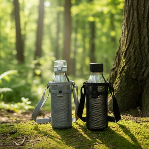 3 Pack Water Bottle Holder with Strap Bottles Mesh Water Bottle Holder with Strap Adjustable Carrier Lightweight Carrier for Hiking, Travel, Cycling, Gym, Running