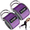 Ankle Straps for Cable Machines, Adjustable, 2 Pack - style: Purple / Gray 2 D-Rings