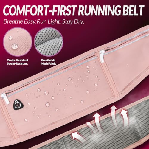 Slim Running Belt with Water Bottle Holder, Workout Fanny Pack for Men Women, Runner Marathon Jogging Belt Bag with Phone Holder, Running Waist Bag Runners Essentials, Hydration Fanny Pack - Pink - color: Pink- Bottle holder