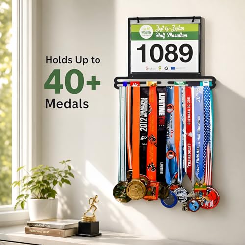 Race Bib & Medal Display Hanger – 40+ Medals, 100 Bibs, Bib Holder