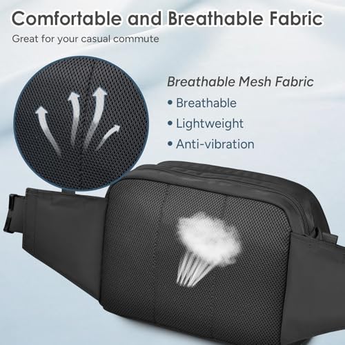 Large Crossbody Waist Bag Tactical Fanny Pack for Men Hip Bum Bag with Water Bottle Holder Adjustable Belt, Workout Traveling Casual Running Hiking Cycling - color: Black