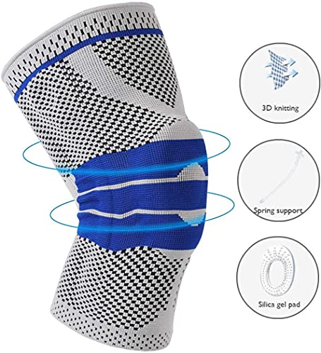 Knee Brace Compression Sleeve for Knee Pain Wraps Patella Stabilizer with Silicone Gel Spring Support, Hinged Kneepads Protector for Meniscus Tear Arthritis Men Women - size: S (Pack of 2)