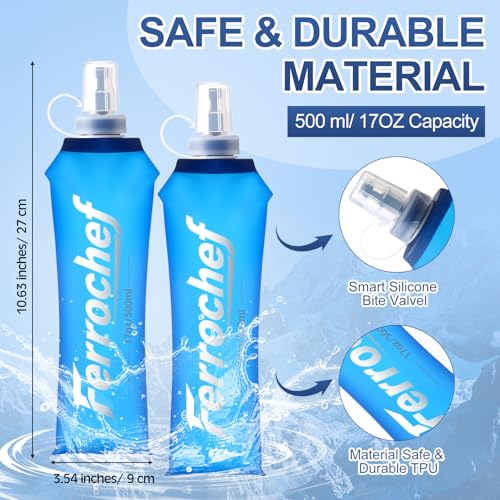 12 Pcs Soft Flask 17oz/500ml TPU Collapsible Water Bottle Foldable Hydration Flask for Running Hiking Cycling Climbing