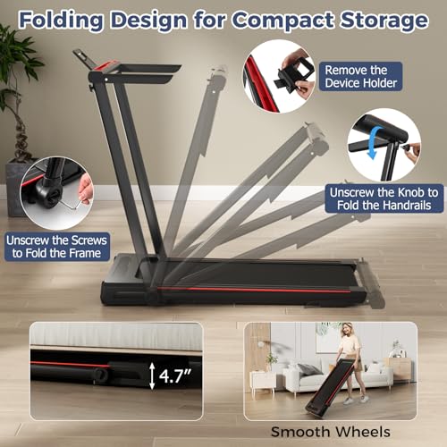 GYMAX Walking Pad Treadmill, 3 in 1 Folding Treadmill with Removable Desktop, Remote & 12 Preset Programs, 2.5 HP Under Desk Walking Pad Running Machine for Home Gym Exercise Workout - color: Black