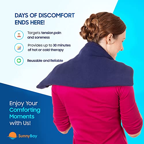 SunnyBay Microwavable Heating Pad, Extra Large, 10x24 inch, 2.8 lb, Navy - color: Unscented Navy Blue
