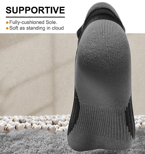 BULLIANT Men Running Ankle Socks 6Pack-Cushioned Support-Low Cut No Show - color: Black3638, size: 5-7