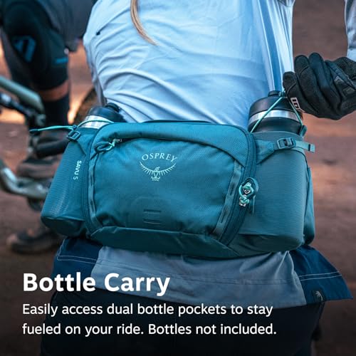 Osprey Savu Biking Waist Pack for Men & Women - Mountain Bike Fanny Pack with Bottle Pockets - Hydration Bag - color: Pediment Grey Dust Print, style: 5l