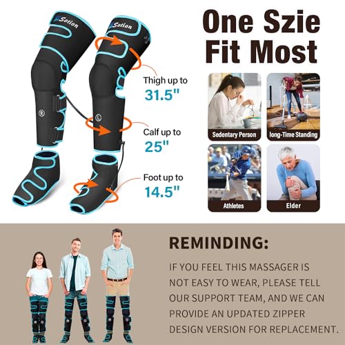 Sotion Leg Massager with Heat and Compression for Circulation & Recovery, Upgraded Foot Calf Thigh Sequential Massager Device with Handheld Controller, 4 Modes 4 Intensities, Help for Leg Pain Relief