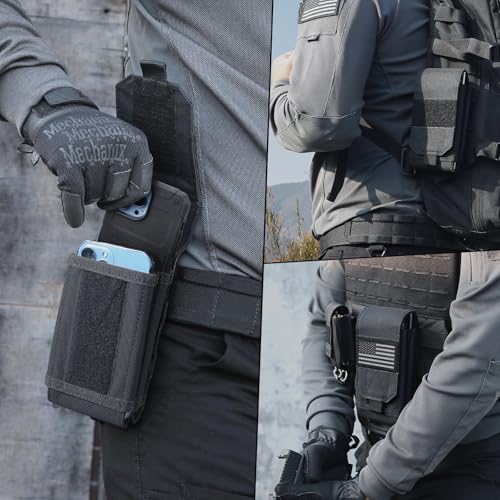 Universal Phone Pouch with MOLLE Attachment for EDC Outdoor & Tactical Gear - color: Black