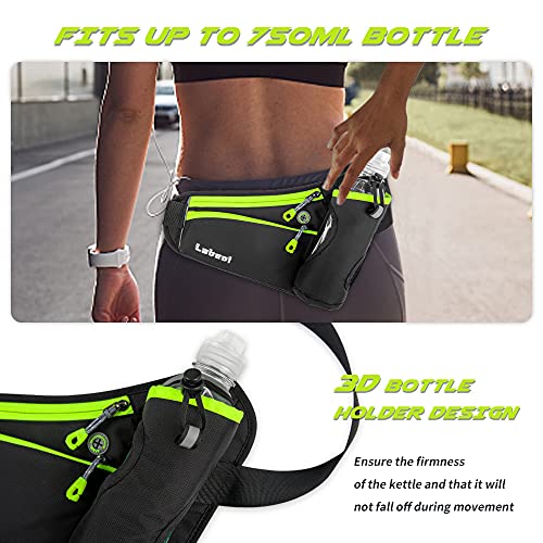 Running Belt, Waterproof Hydration Belt with Water Bottle Holder Hiking Walking Waist Pack Reflective Adjustable Fanny Pack Compatible for Phone Waistband Outdoor - color: Green
