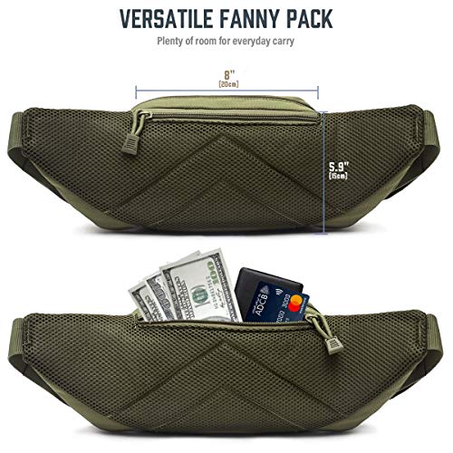 Tactical CCW Fanny Pack for Men Women, Concealed Carry Fanny Pack - color: Army Green