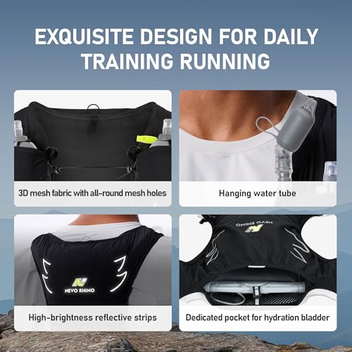 N NEVO RHINO Running Hydration Vest with 1.5L Water Bladder - color: Black, size: Large