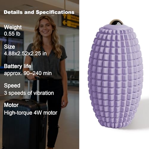 HODEMI Vibrating Massage Ball with Magnetic Rolling Head, Handheld High-Frequency Vibration Massager, 3 Speed Levels, Rechargeable Silicone Massage Roller for Gym, Office, and Travel Use (Purple) - color: Purple