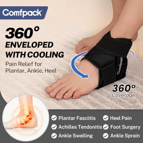 Comfpack Ankle Ice Pack Wrap for Swelling, FSA Eligible - color: Black-1 Pack