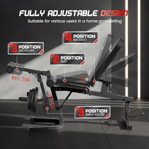 ANCHEER Leg Extension and Curl Machine, Adjustable Leg Workout Machine for Lower Body Training, 880LB Capacity Plate Loaded Leg Developer for Quads, Hamstrings & Glutes, Home Gym Equipment - color: Black
