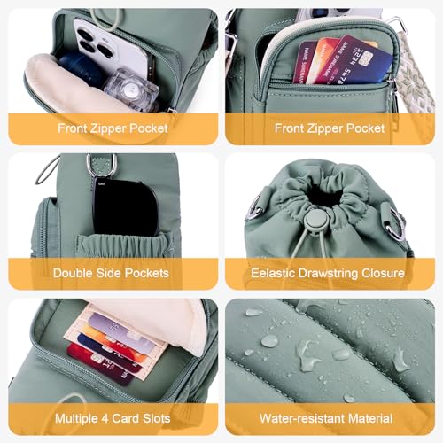 Water Bottle Bag 40 oz Crossbody Holder for Walking Hiking Insulated Carrier Purse with Adjustable Strap - color: Green