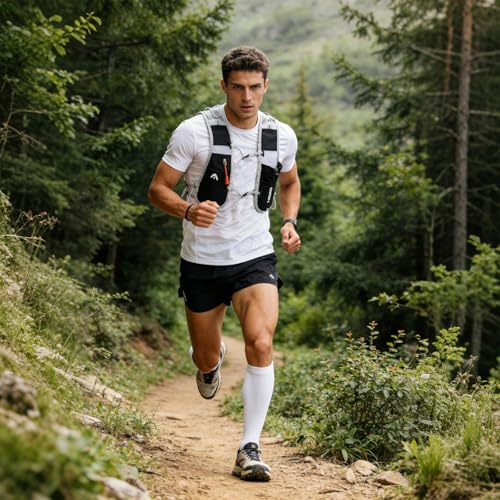 HEAD Running Hydration Vest for Men Women,Reflective Running Backpack with Adjustable Chest Strap for Marathon,Cycling Race, Jogging, Hiking, Trail