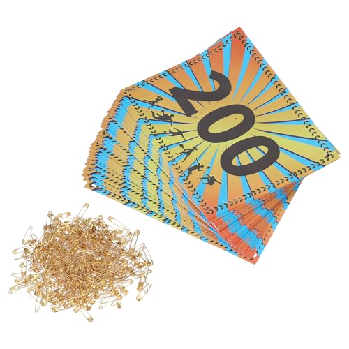 PATIKIL Tearproof Running Bib Numbers, Wheat Ears Waterproof Race Competitor Numbers with Safety Pin for Marathon Sports Game Competition Runner - style: 101-200