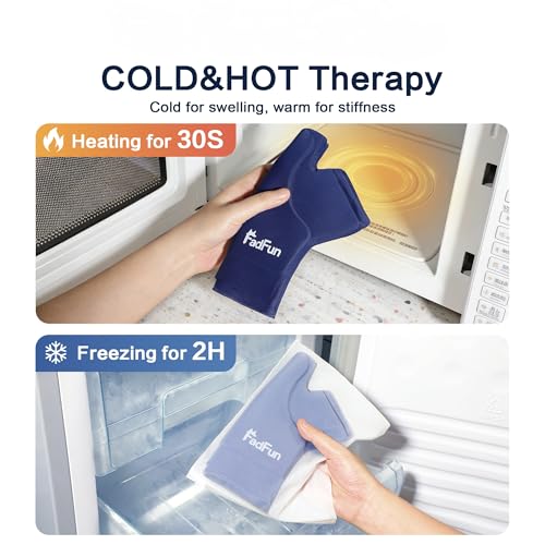 Wrist & Thumb Ice Pack Wrap- Upgraded Reusable Hot Cold Compress Hand Ice Pack for Carpal Tunnel Pain Relief, Tendonitis, Sports Injuries Swelling,Man&Woman, Size L/XL,Blue - size: L/XL-Pro Max