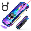 HAUSBELL Flat EDC Flashlight 1800LM Turbo, 0.6" Ultra-Slim Pocket Light with Stepless Dimming Dial, Magnetic Base, 365nm UV & Red Laser, Side-COB Flood, USB-C Fast Charge, IP44 Weatherproof - color: Iridescent