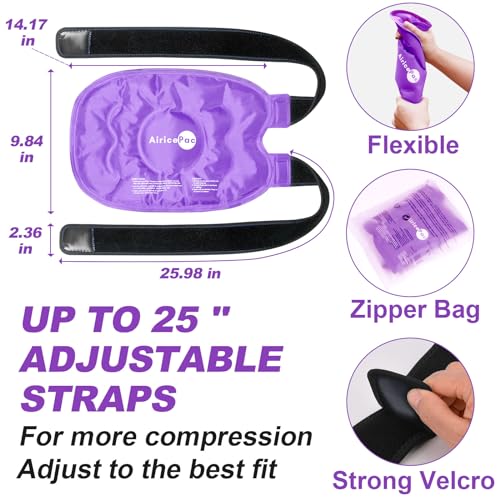AiricePac Ice Pack for Knee Pain Relief, Reusable Gel Ice Wrap for Injuries, Swelling, Knee Replacement Surgery, Cold Compress Therapy for Arthritis, Meniscus Tear and ACL, Purple - style: PURPLE 1 PACK